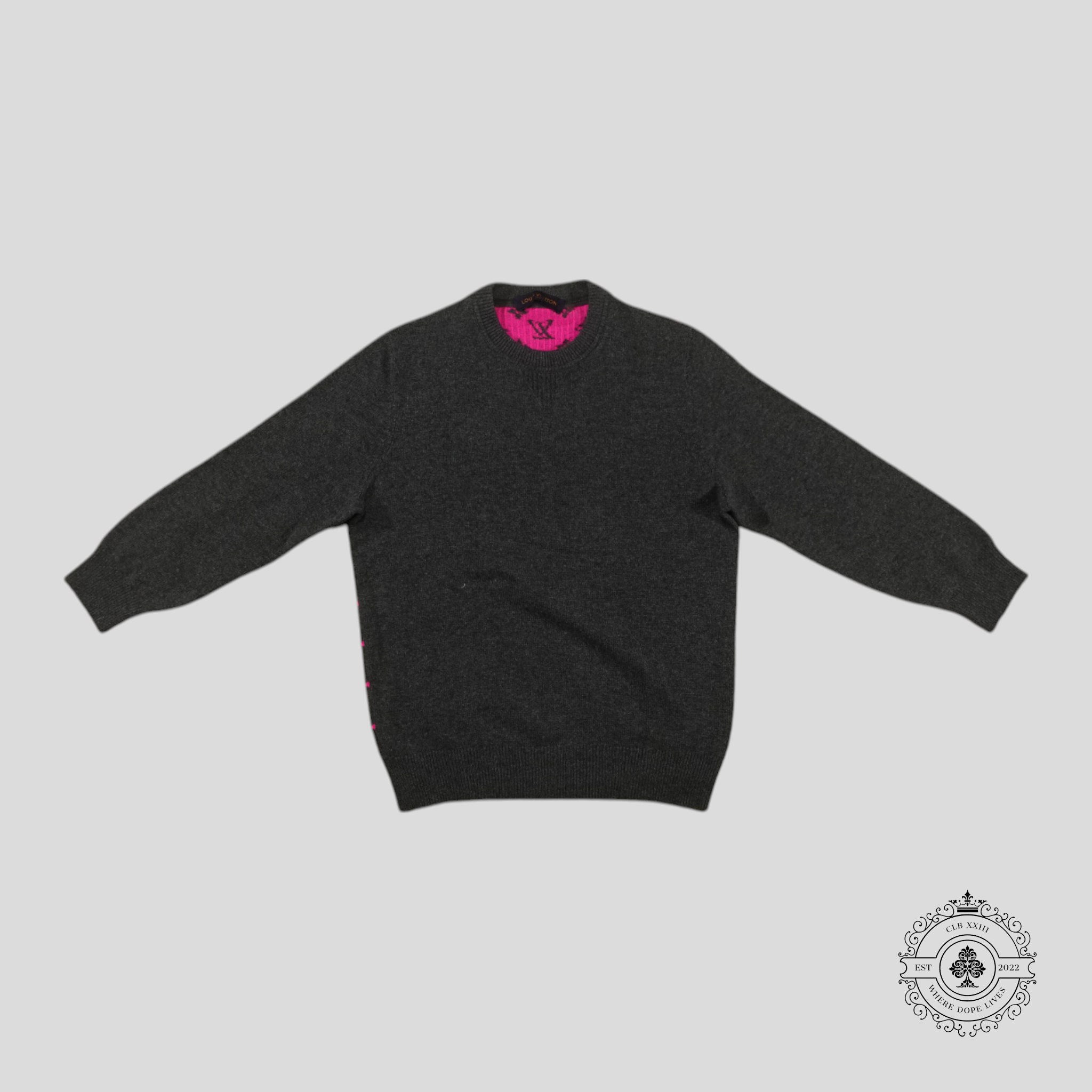 Louis Vuitton Half Monogram Cashmere Sweater in Grey/Pink LG men's unisex