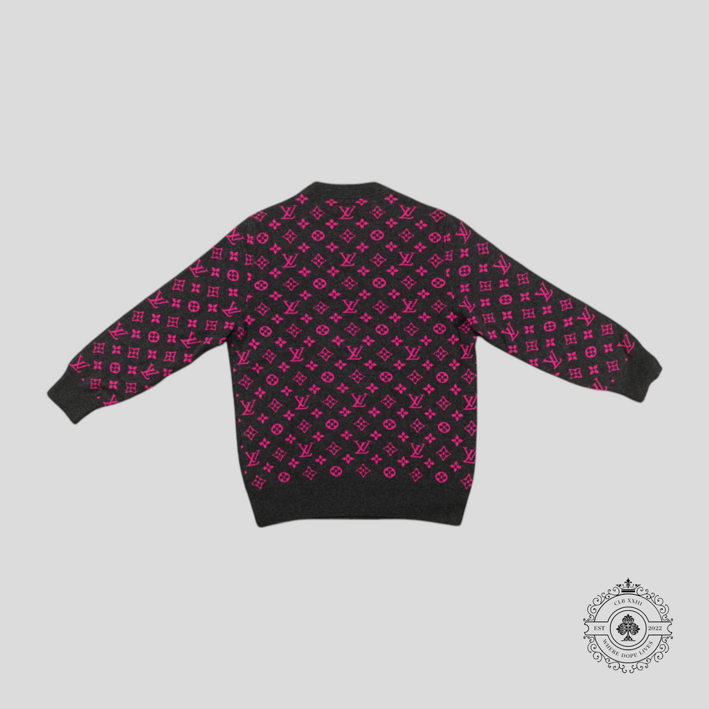 Louis Vuitton Half Monogram Cashmere Sweater in Grey/Pink LG men's unisex