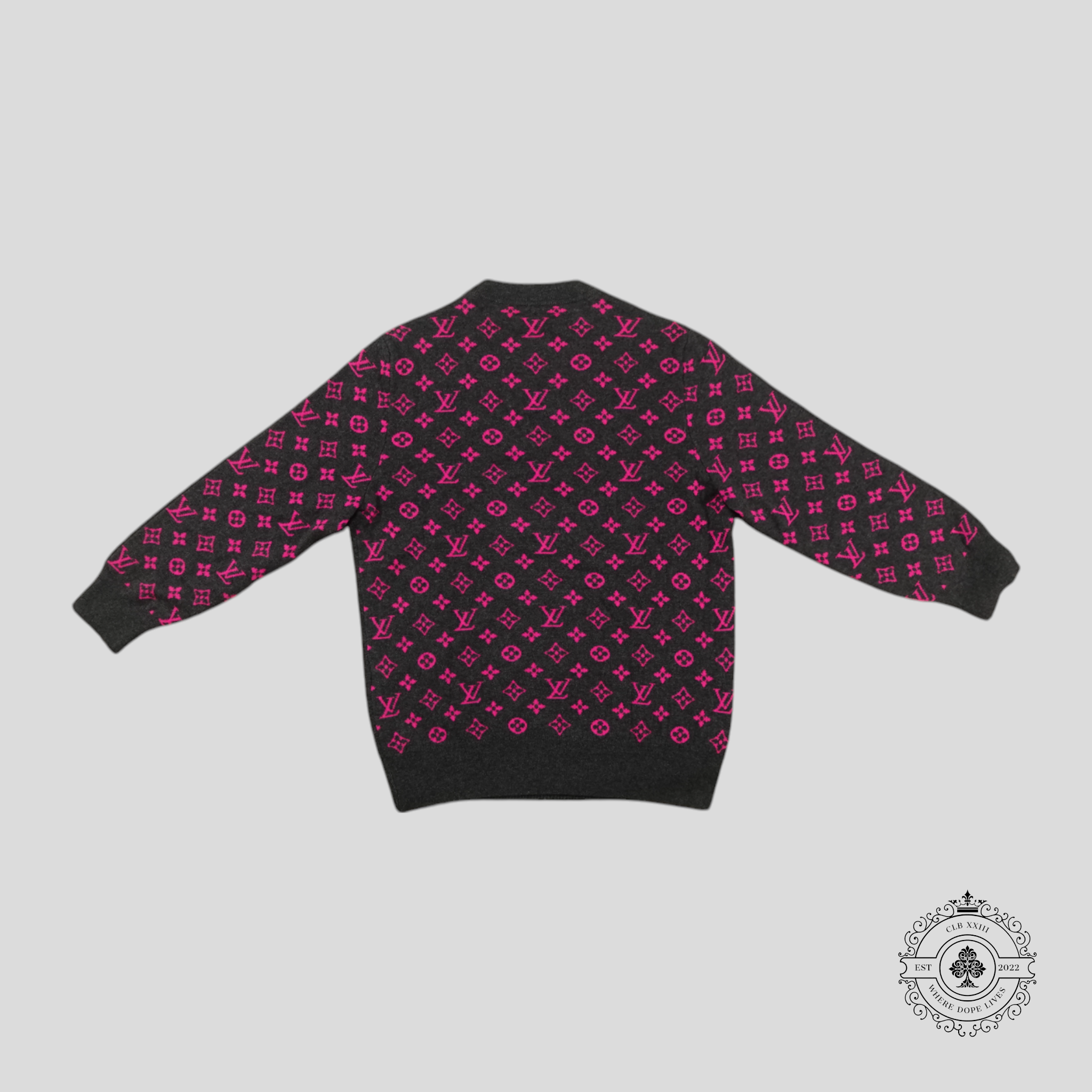 Louis Vuitton Half Monogram Cashmere Sweater in Grey/Pink LG men's unisex