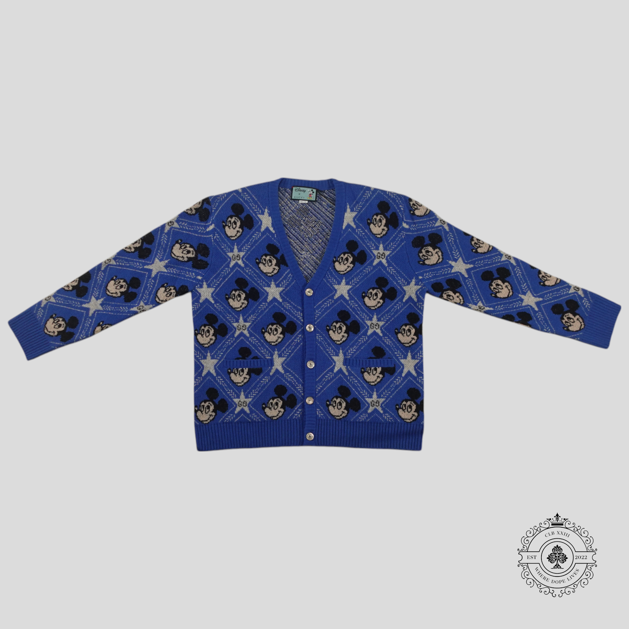 Gucci X Disney Wool Intarsia Cardigan in Blue men's unisex sweater XXL 2XL
