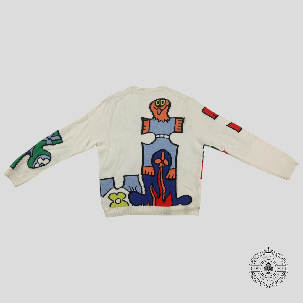 Louis Vuitton LV jigsaw Puzzle Jacquard Crewneck sweater White wool men's