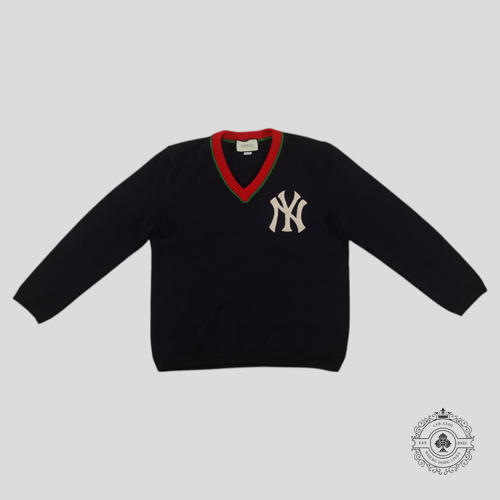 Gucci New York Yankee NY Embroidered Sweater in Navy Blue baseball men's wool