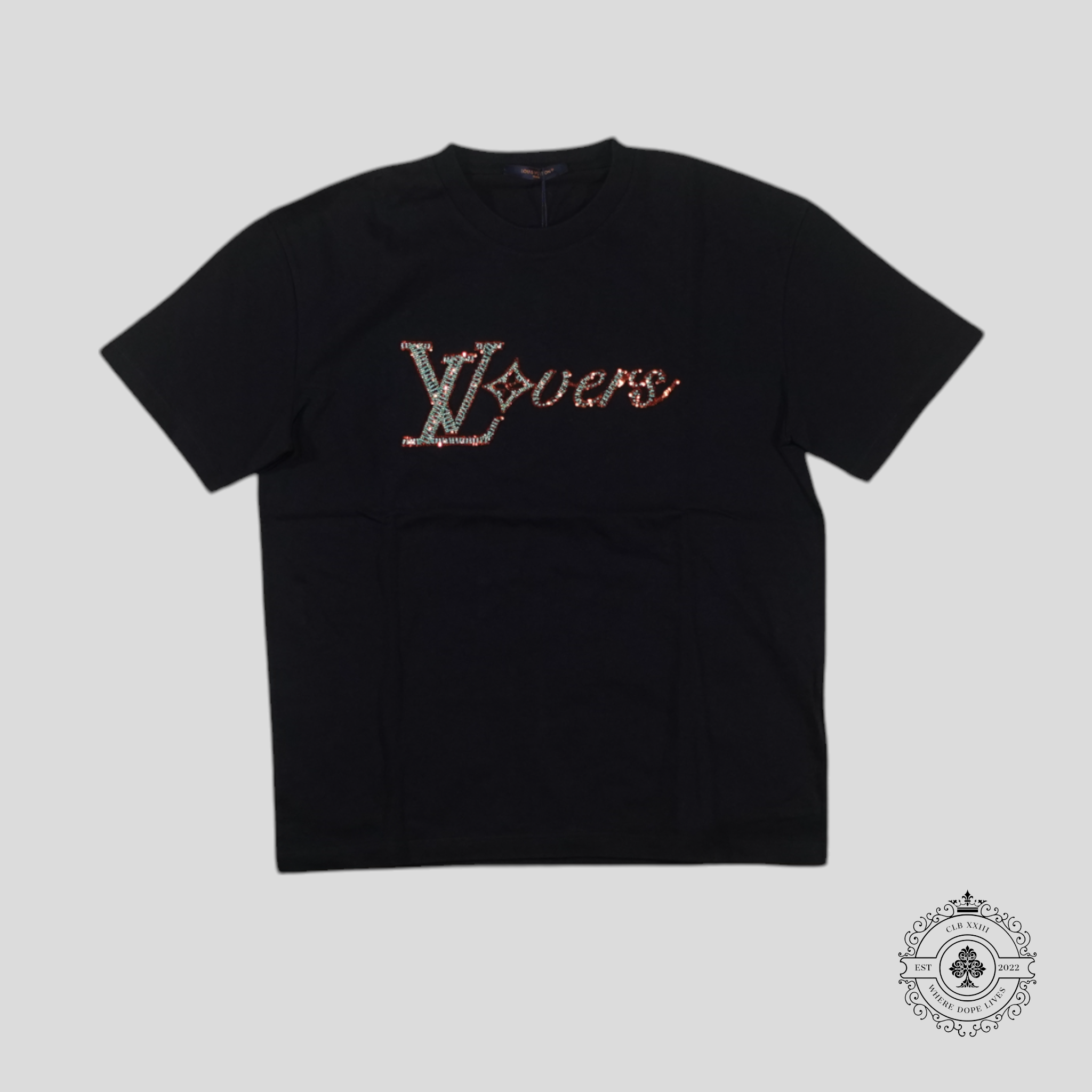 Louis Vuitton LV Lovers Embellished T-Shirt in Black XL Men's unisex