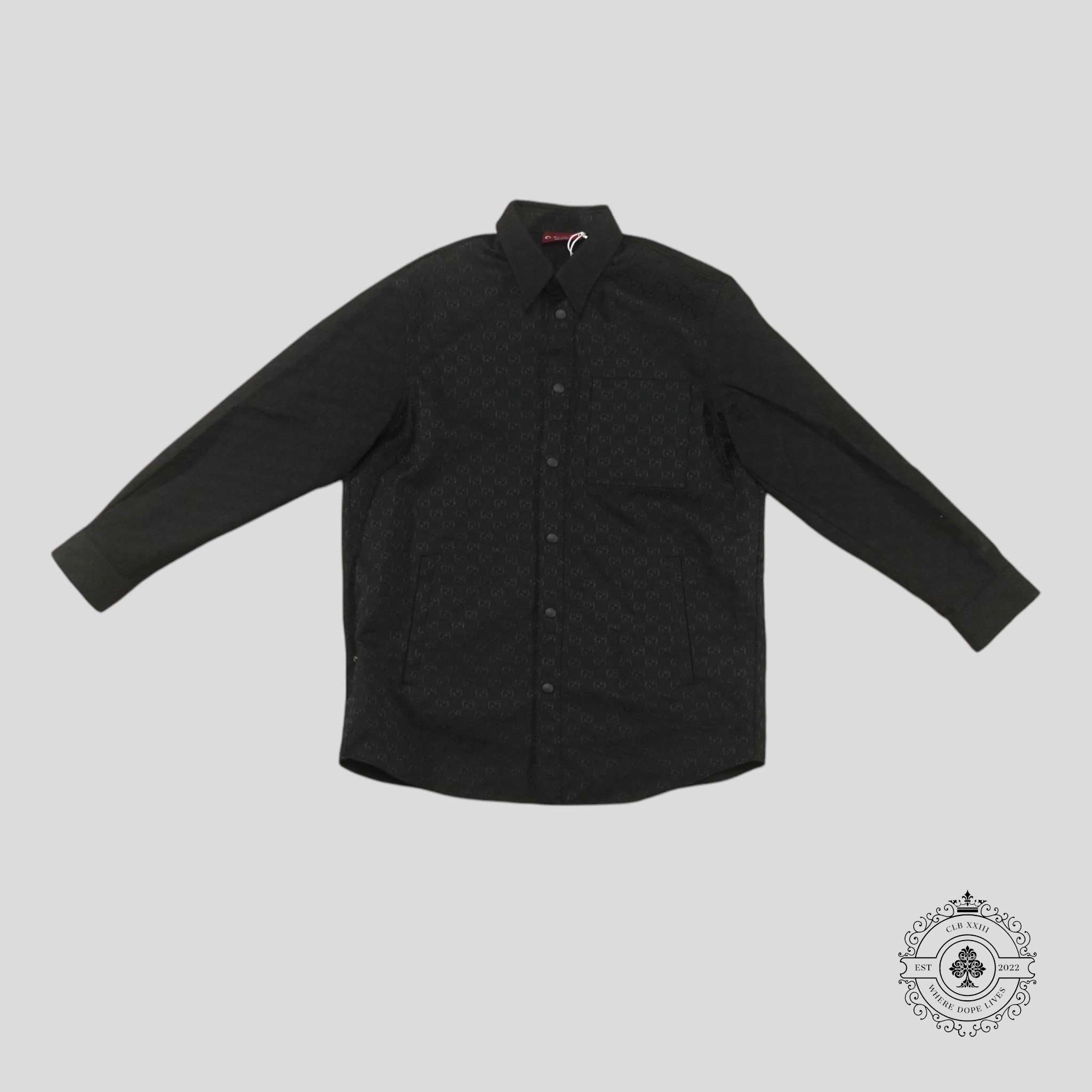 Gucci GG Canvas Jacquard Button Up Overshirt in Black shacket unisex men's