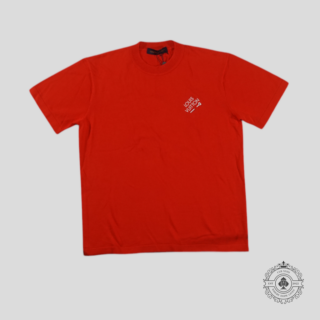 Louis Vuitton Signature Short Sleeve Crewneck in Red Tee Unisex L XL