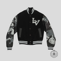 Louis Vuitton Chains Camo Varsity Jacket in Black wool leather men's 50 52