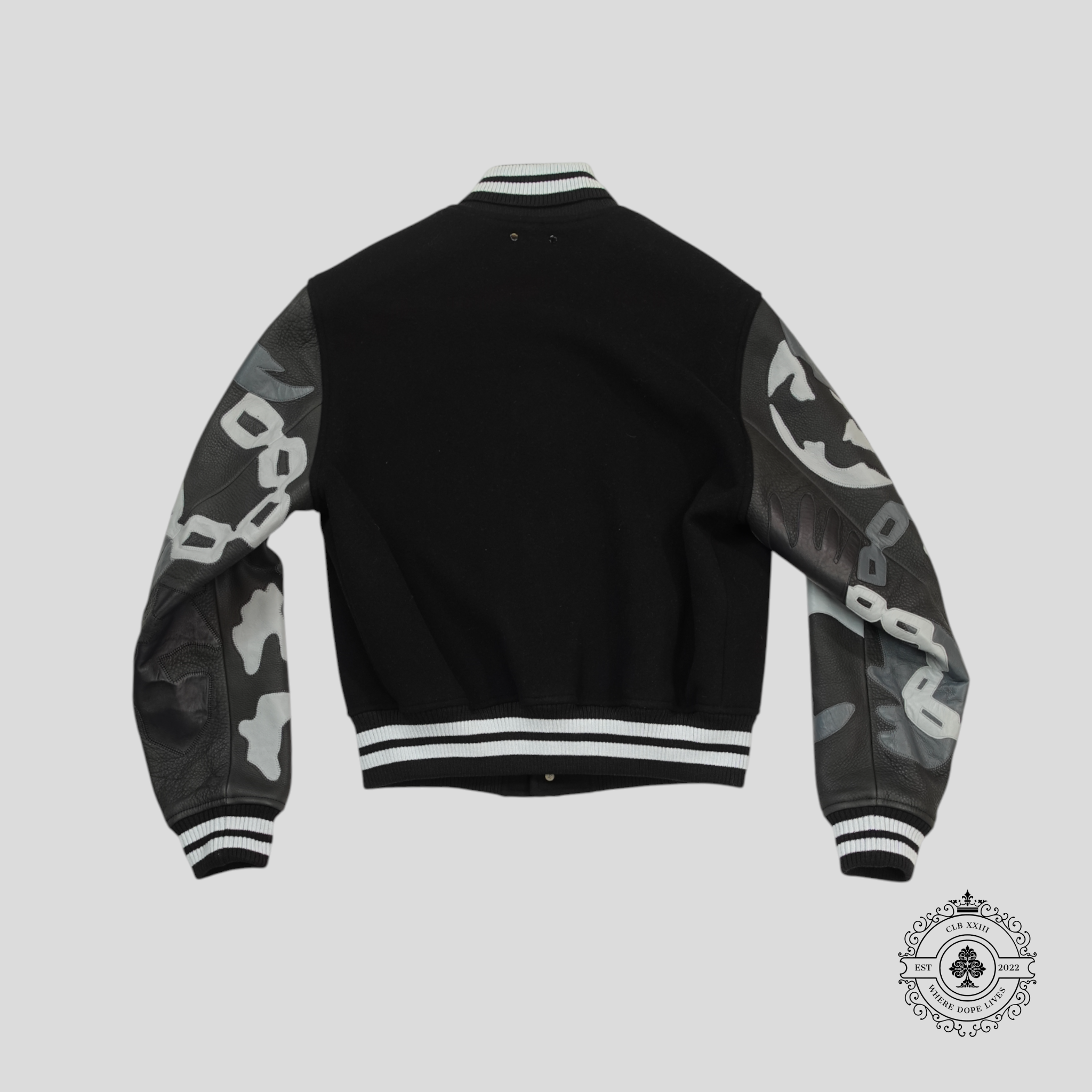 Louis Vuitton Chains Camo Varsity Jacket in Black wool leather men's 50 52