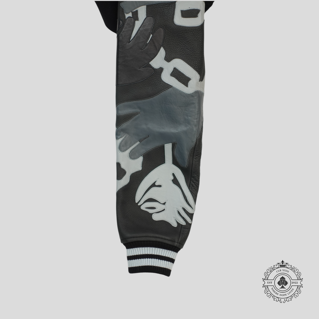 Louis Vuitton Chains Camo Varsity Jacket in Black wool leather men's 50 52