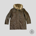 Louis Vuitton Leather Monogram Printed Parka in Brown calf leather coat jacket unisex 52