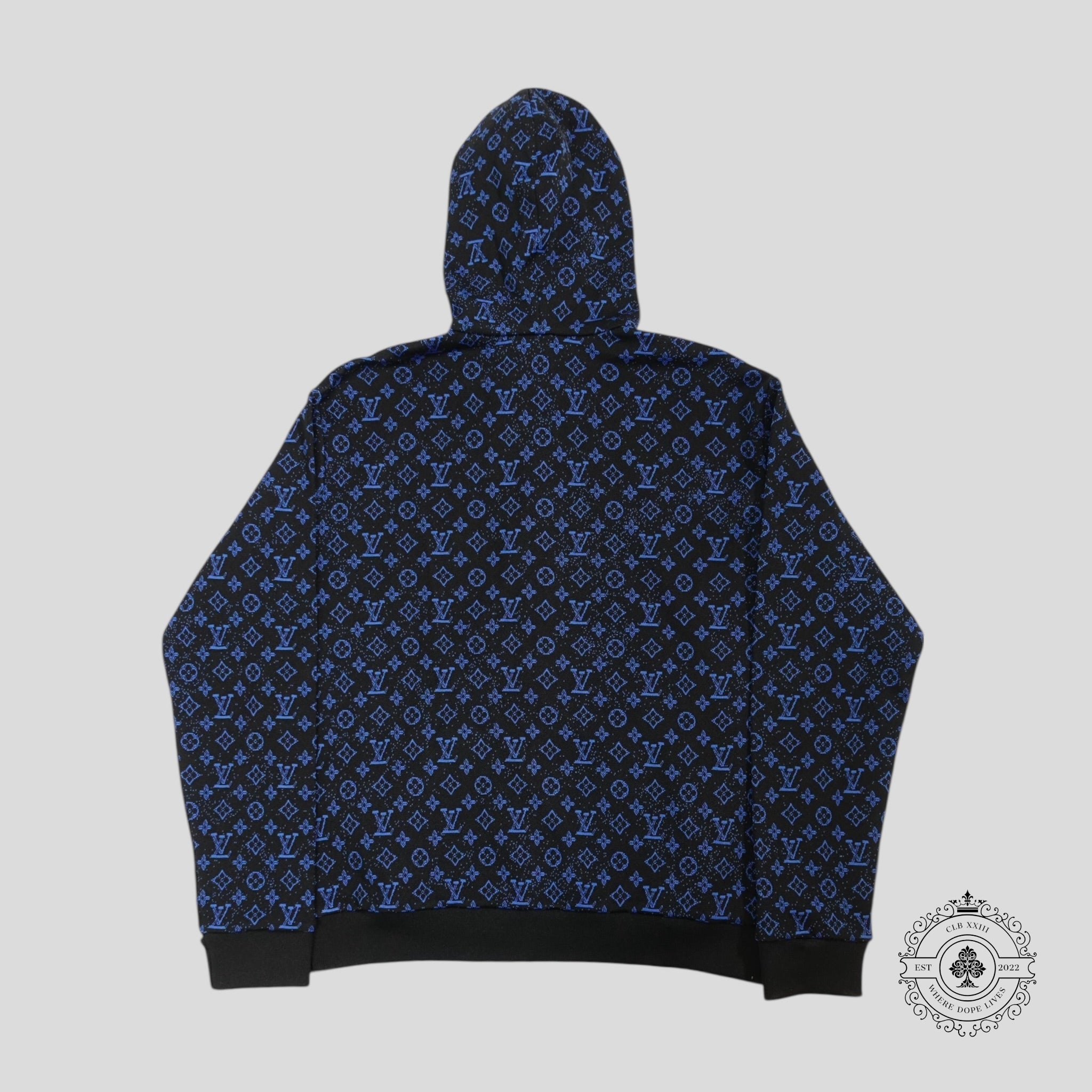 Louis Vuitton Monogram Zip Through Hoodie in Black/Blue men's Large