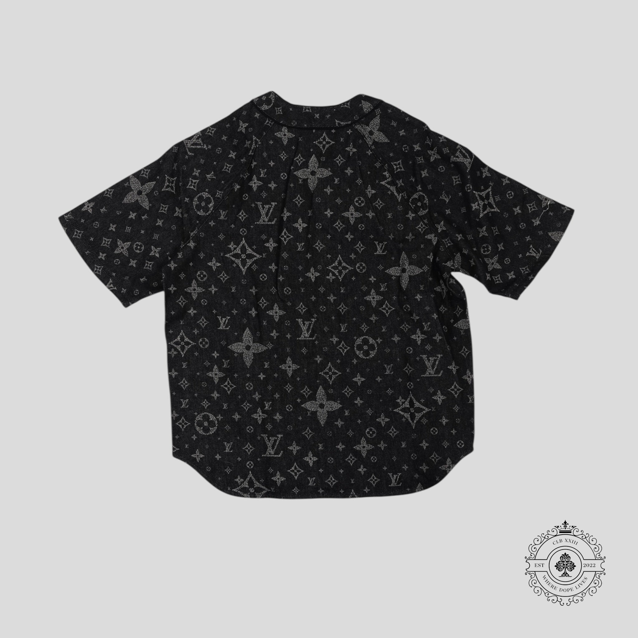 Louis Vuitton Discharged Monogram Baseball Shirt in Black jersey men's LV