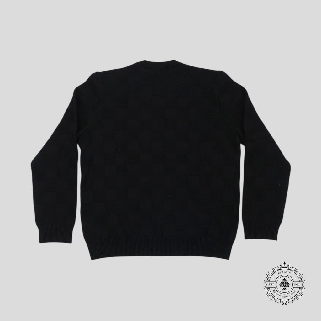 Louis Vuitton Damier Pearl Embroidered Pullover in Black sweater jumper wool men's XL