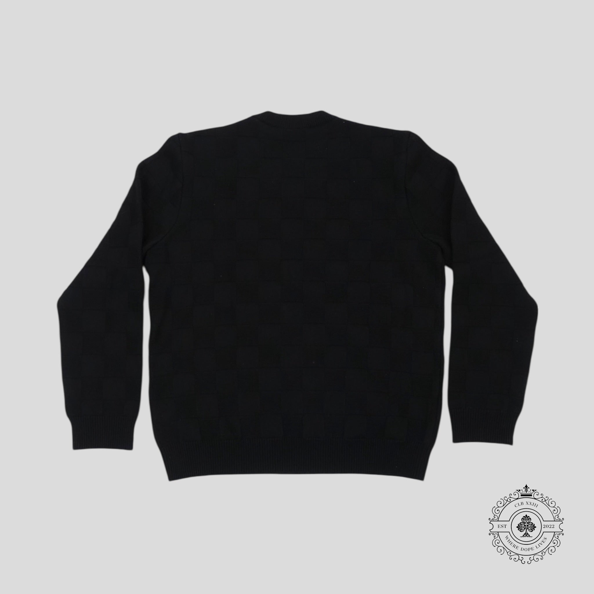 Louis Vuitton Damier Pearl Embroidered Pullover in Black sweater jumper wool men's XL