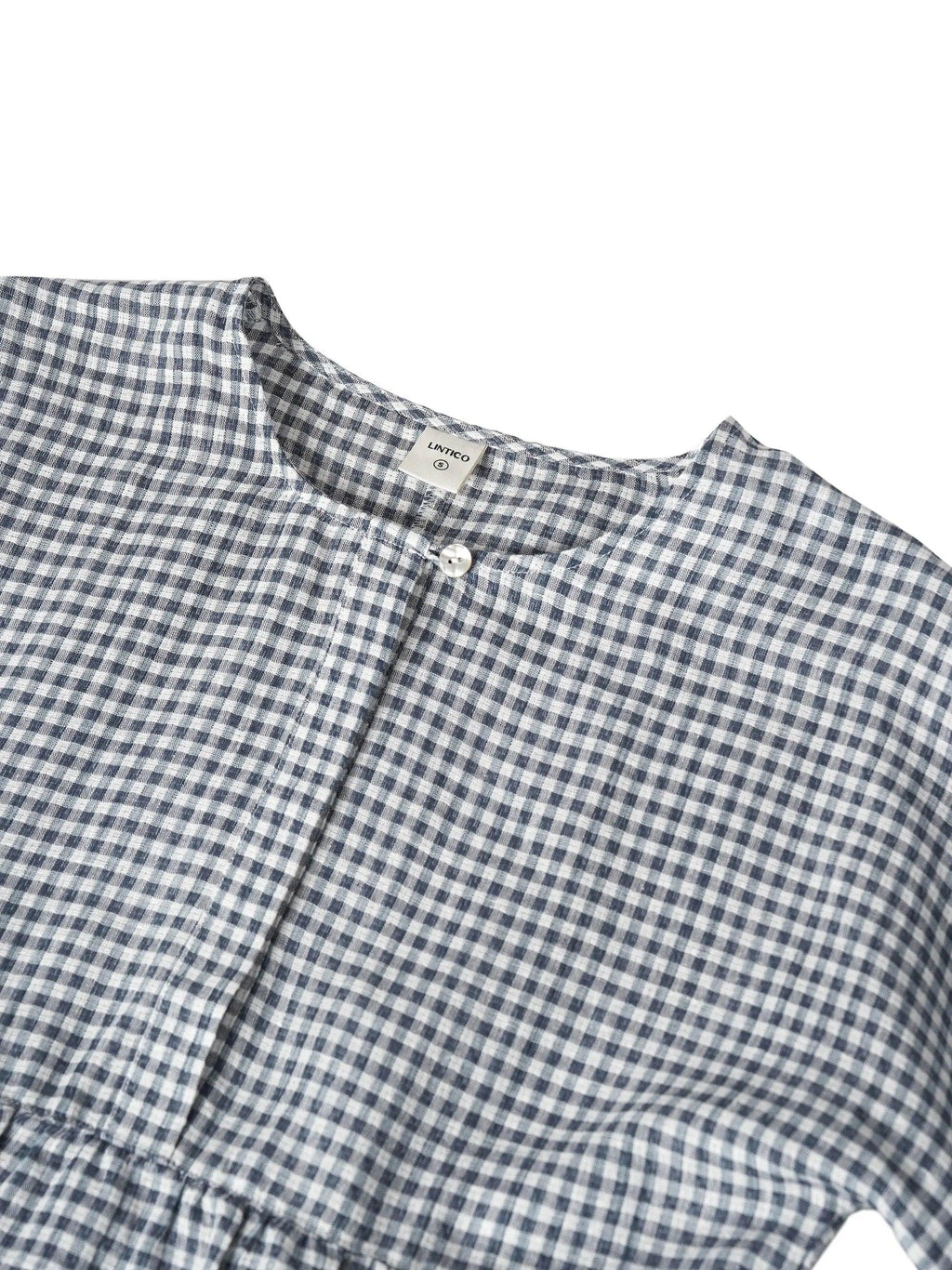 Linen Checked Long-Sleeved Top CAROLINE ladies gingham shirt