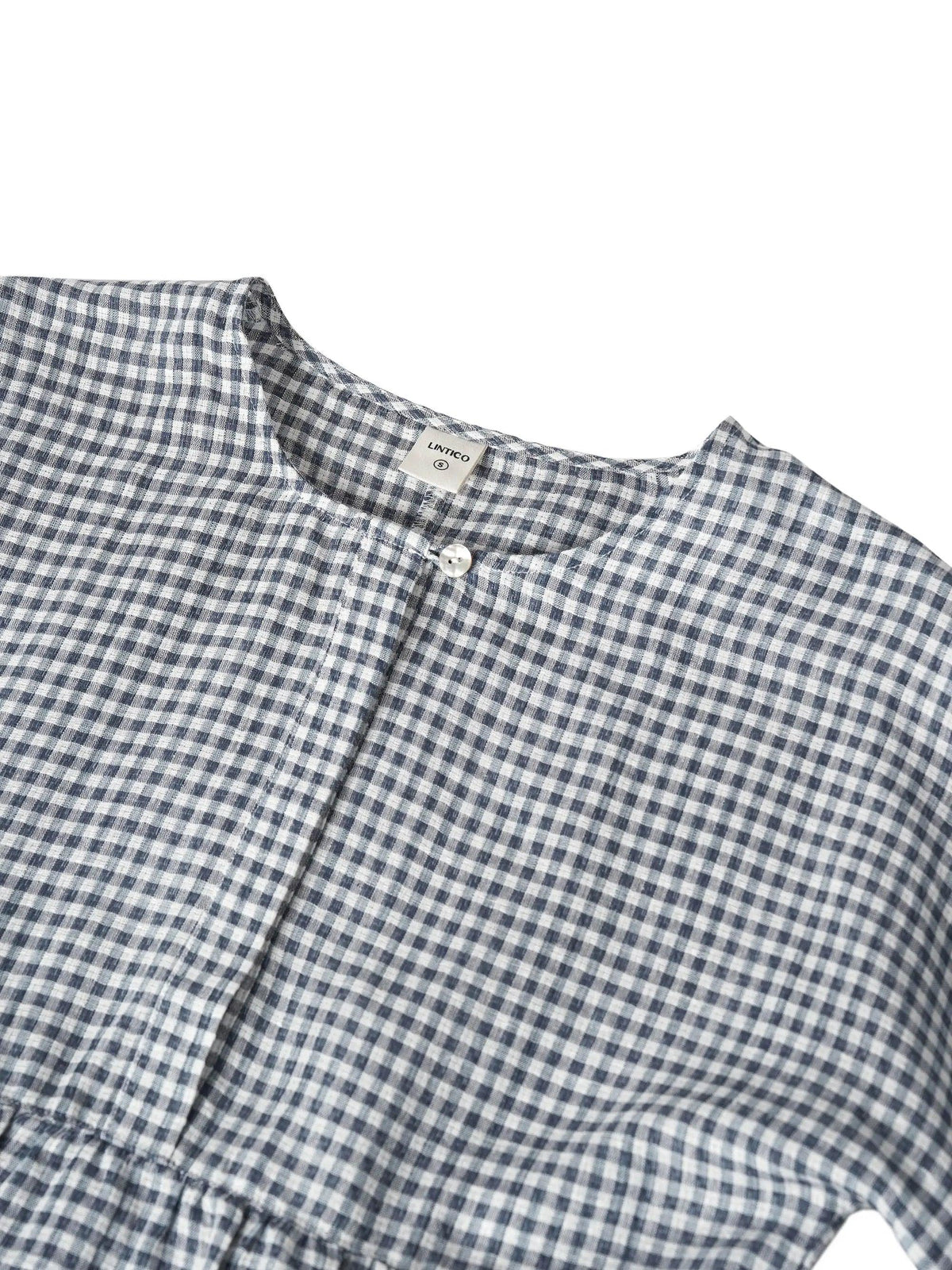 Linen Checked Long-Sleeved Top CAROLINE ladies gingham shirt