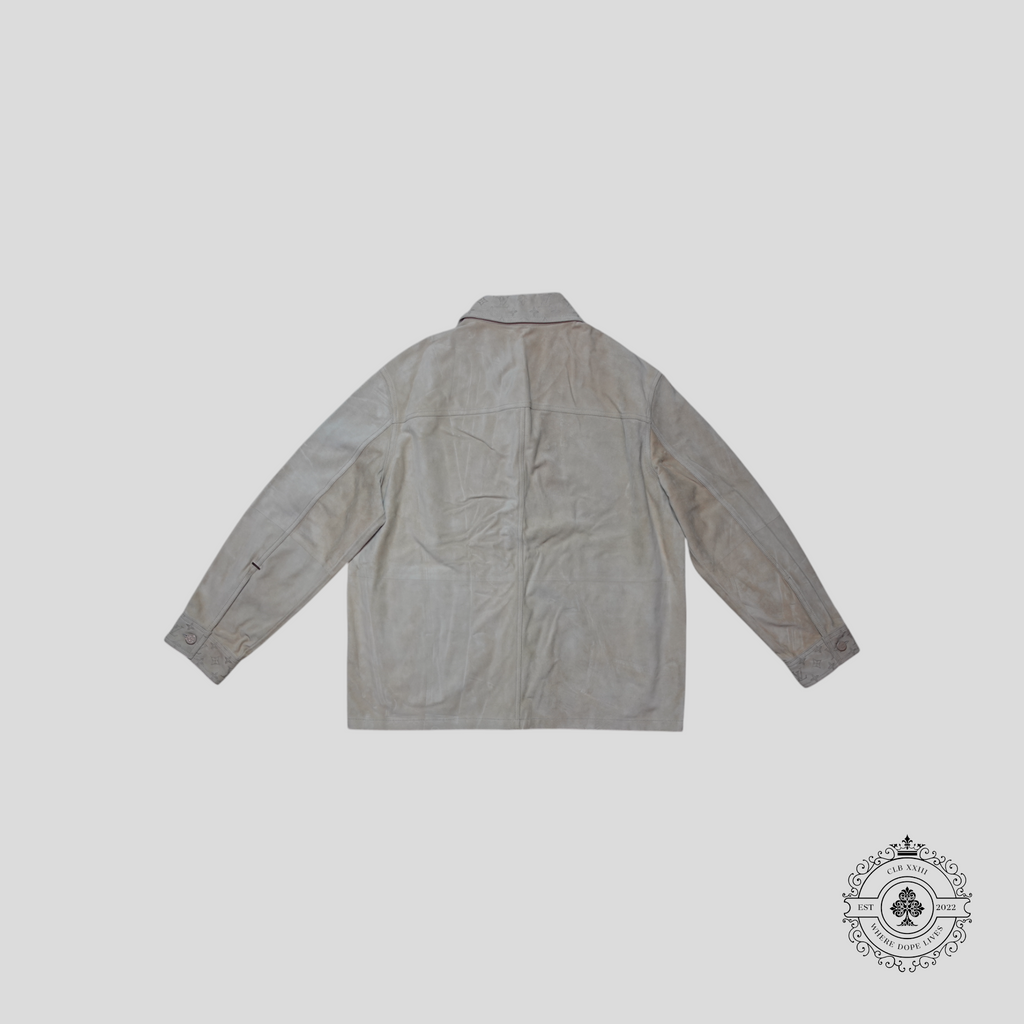 Louis Vuitton Monogram Embossed Suede Overshirt in Brown jacket men's unisex