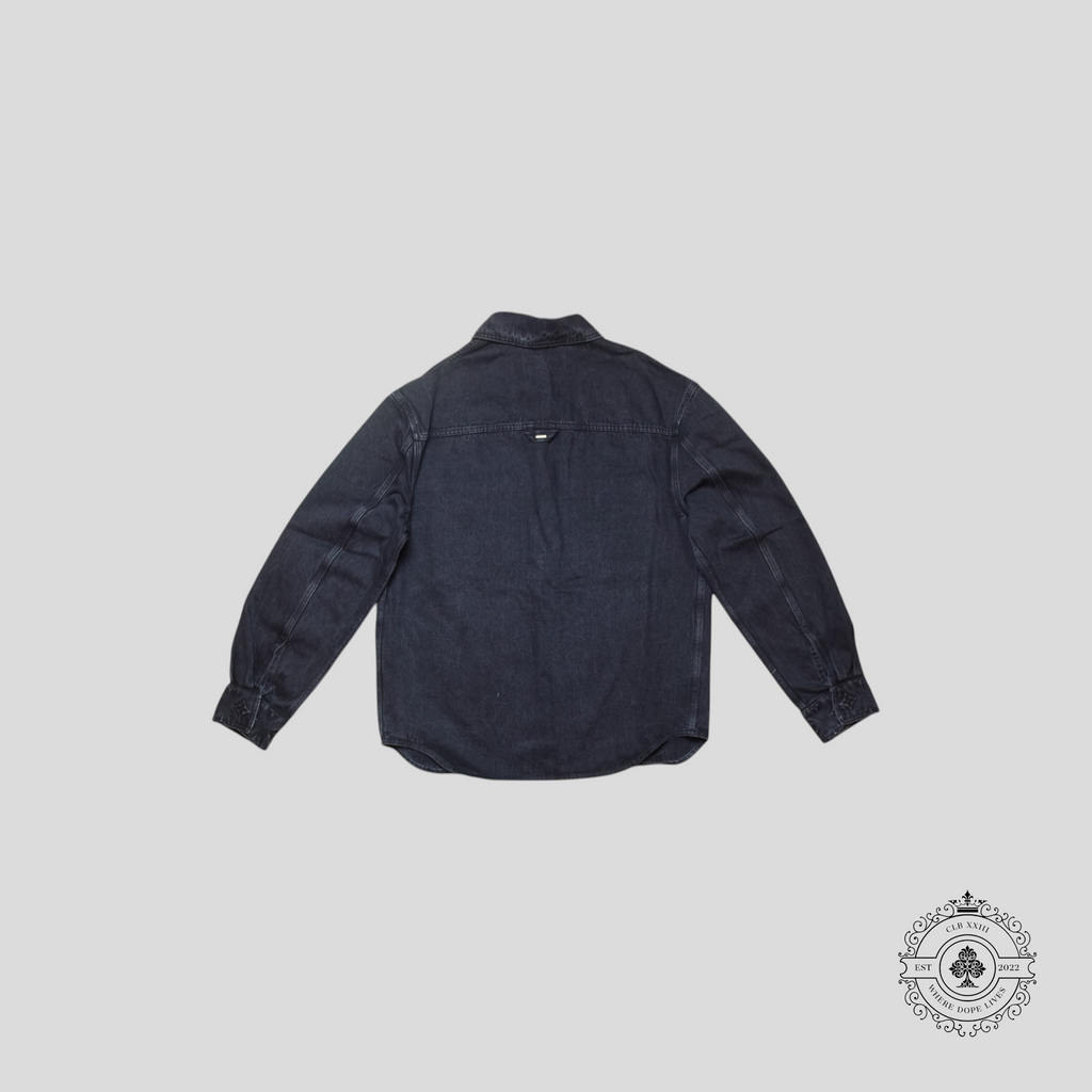 Louis Vuitton Monogram Embossed Casual Denim Overshirt in Black L XL men's