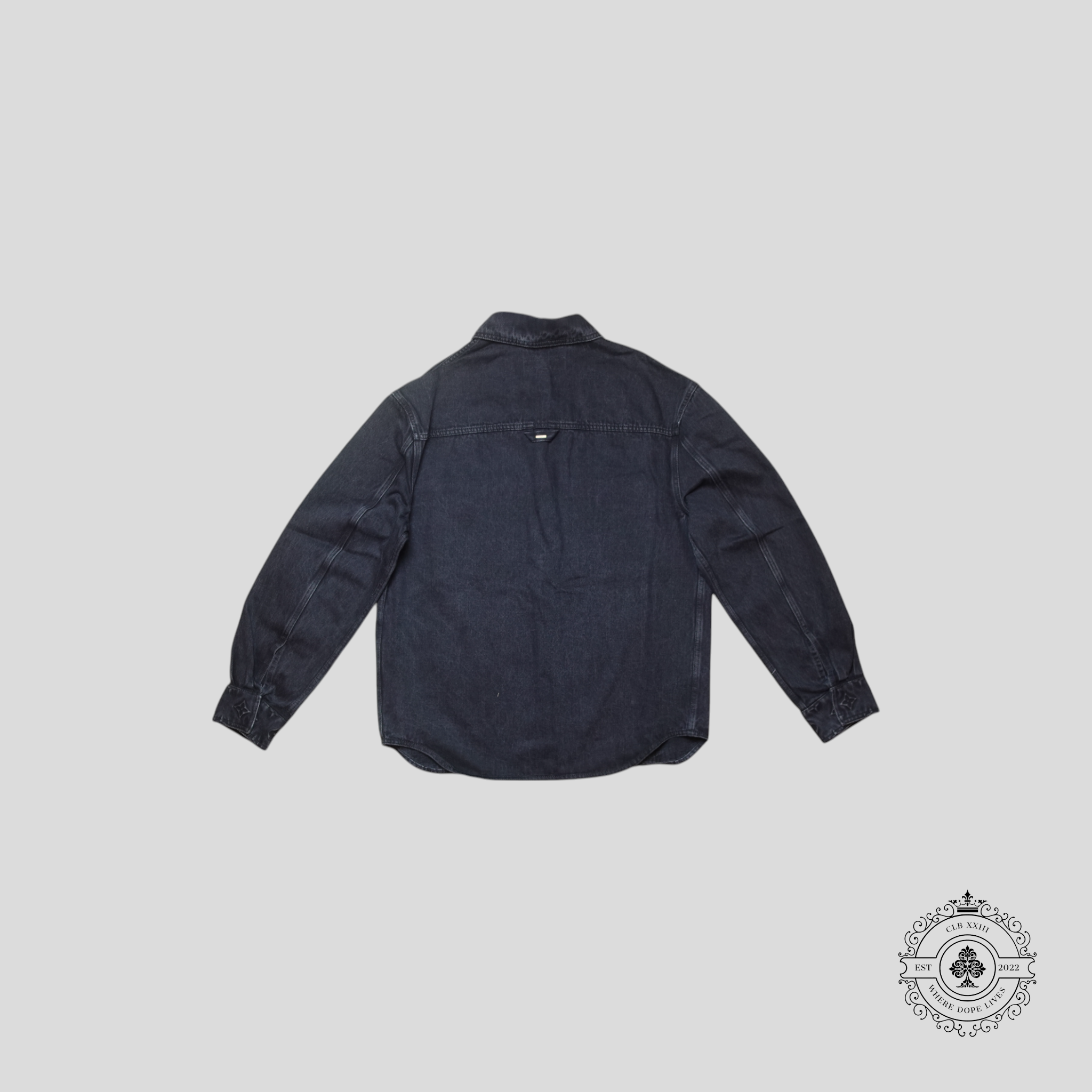 Louis Vuitton Monogram Embossed Casual Denim Overshirt in Black L XL men's