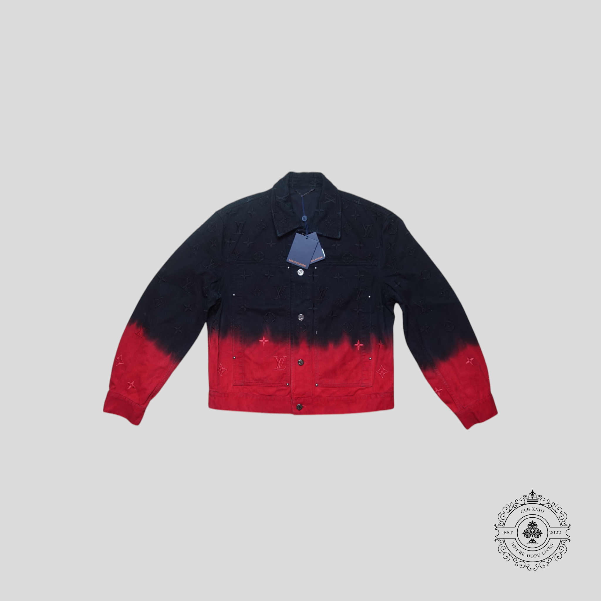 Louis Vuitton Monogram Jacquard Boreal Evening Denim Blouson in Black/Red jean jacket