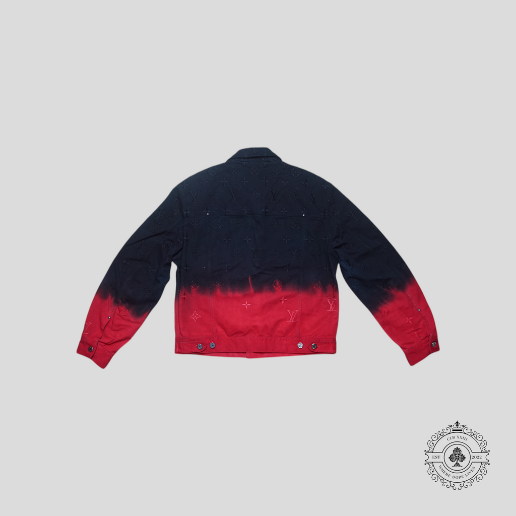 Louis Vuitton Monogram Jacquard Boreal Evening Denim Blouson in Black/Red jean jacket
