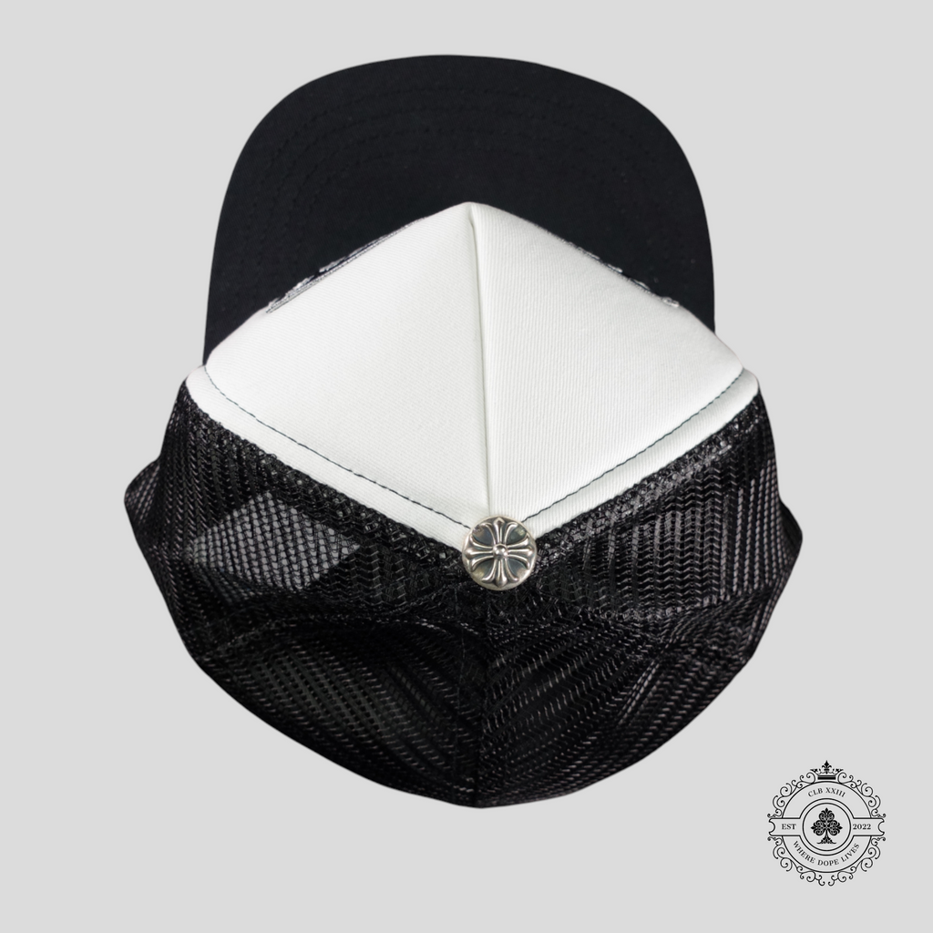 Chrome Hearts Hollywood CH Patch Trucker Hat in White Men's Cap Unisex black