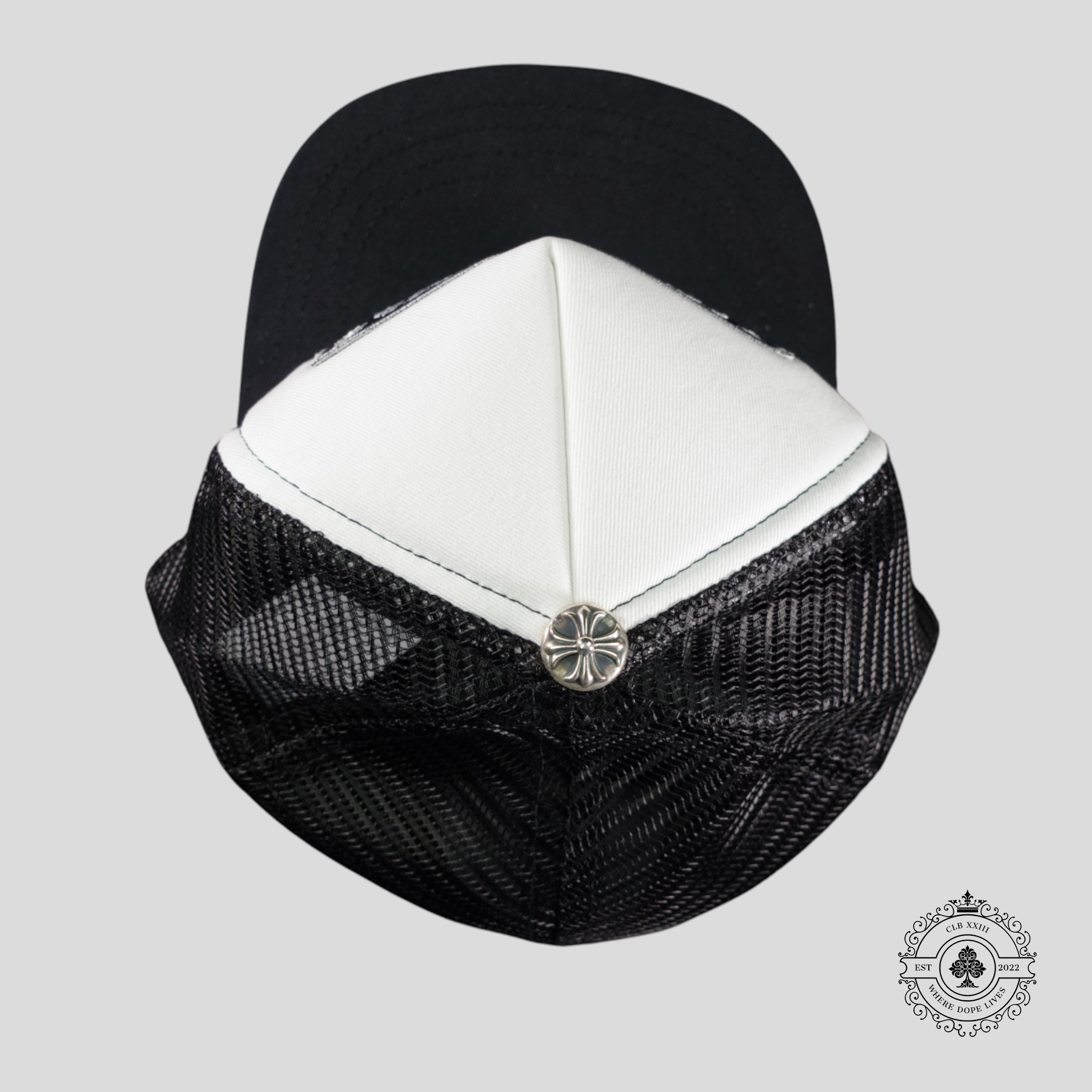 Chrome Hearts Hollywood CH Patch Trucker Hat in White Men's Cap Unisex black