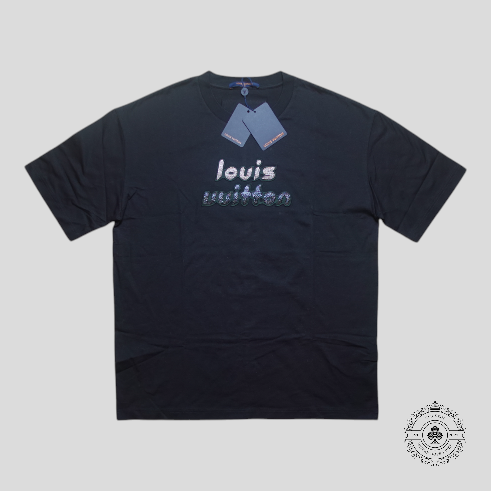Louis Vuitton Beads Embroidered T-Shirt in Black/Silver Tee Men's Unisex XL