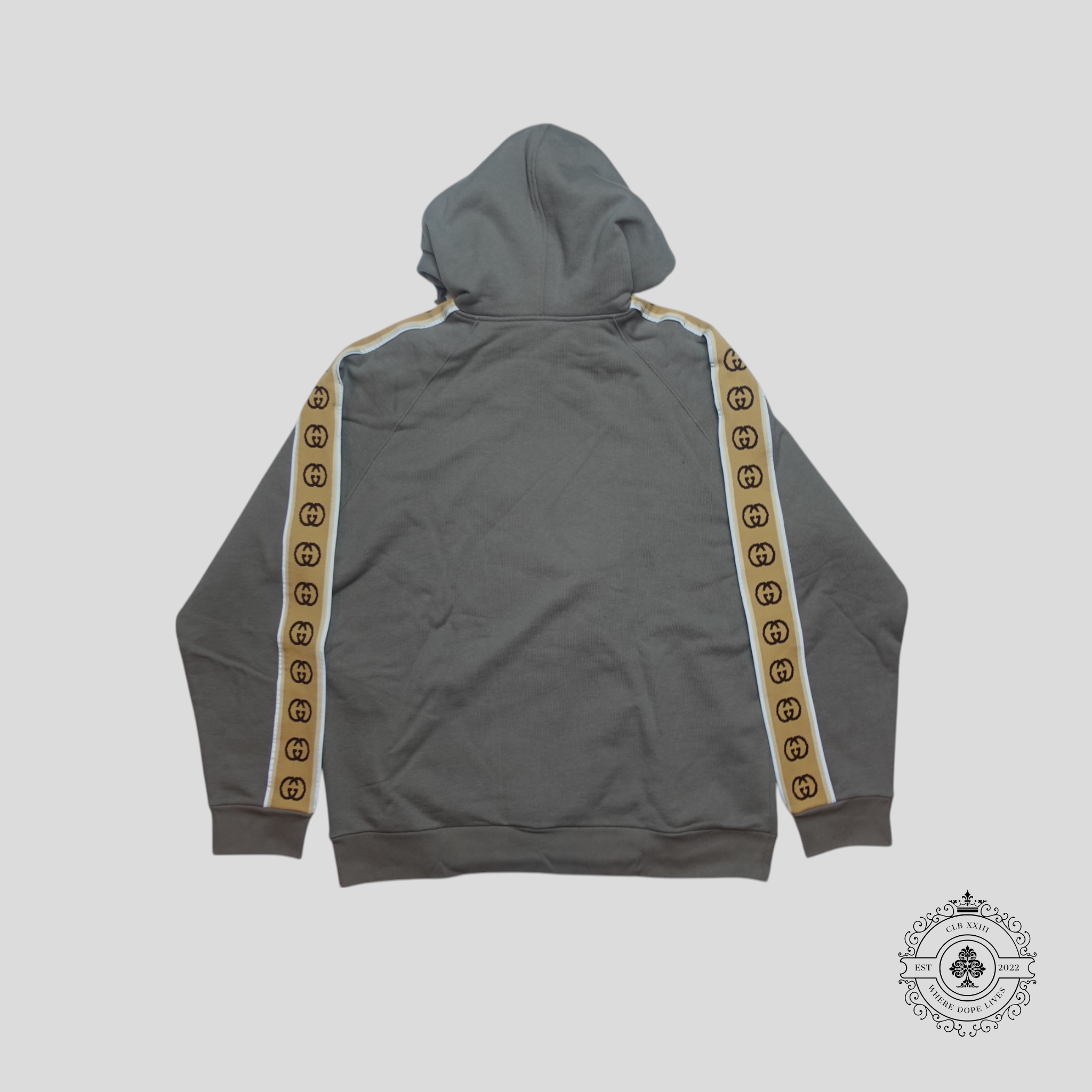 Gucci Interlocking G Embroidered Sleeves Hoodie in Grey LG Men's Unisex