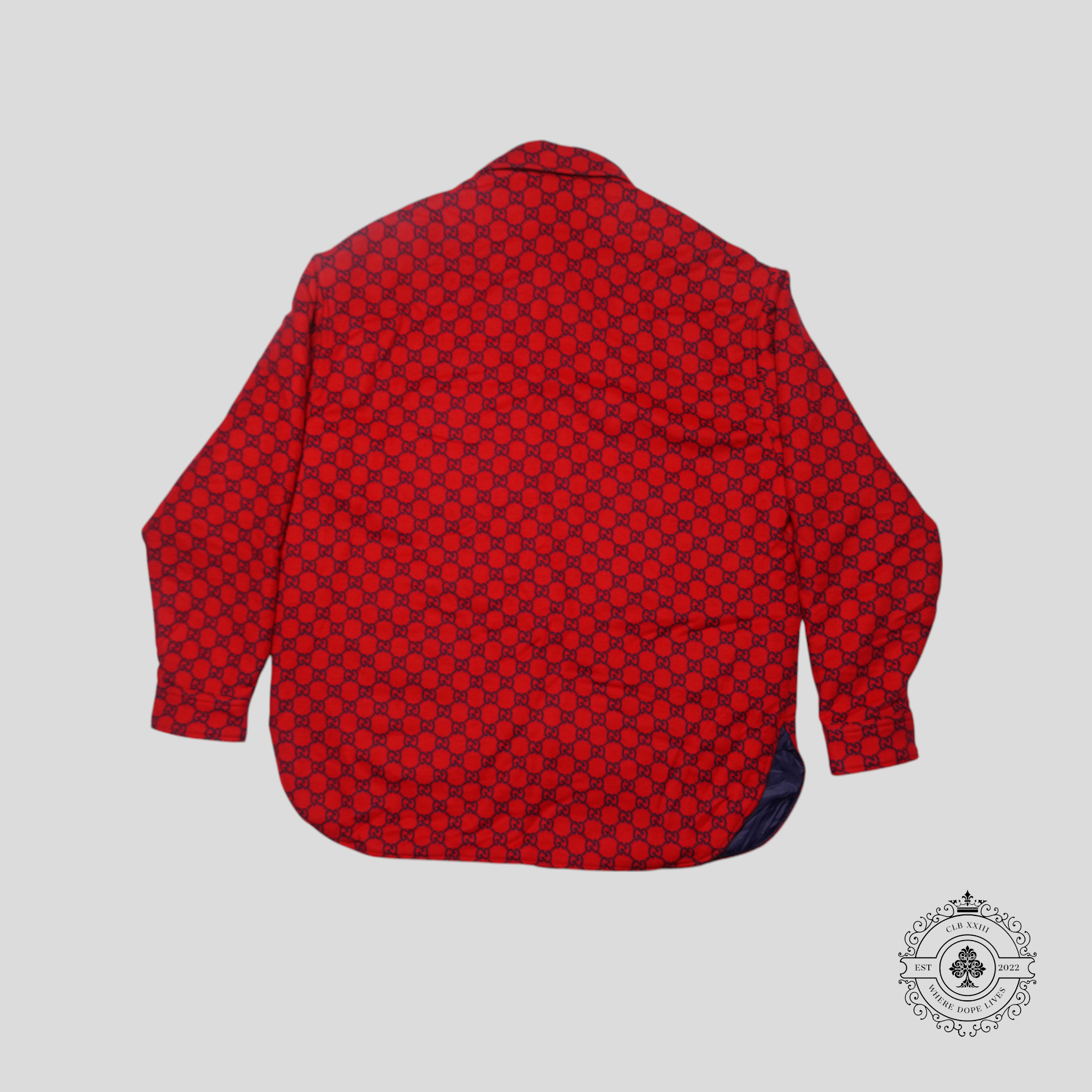 Gucci Brushed GG Flannel Jacket in Red/Navy wool Men's unisex 50