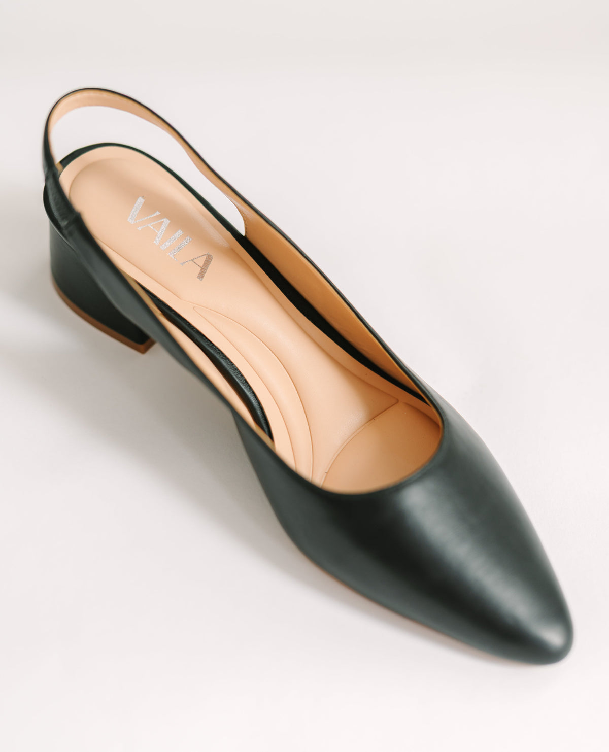 Evie Slingback Black shoes heels low extended sizes 9-13 Vaila