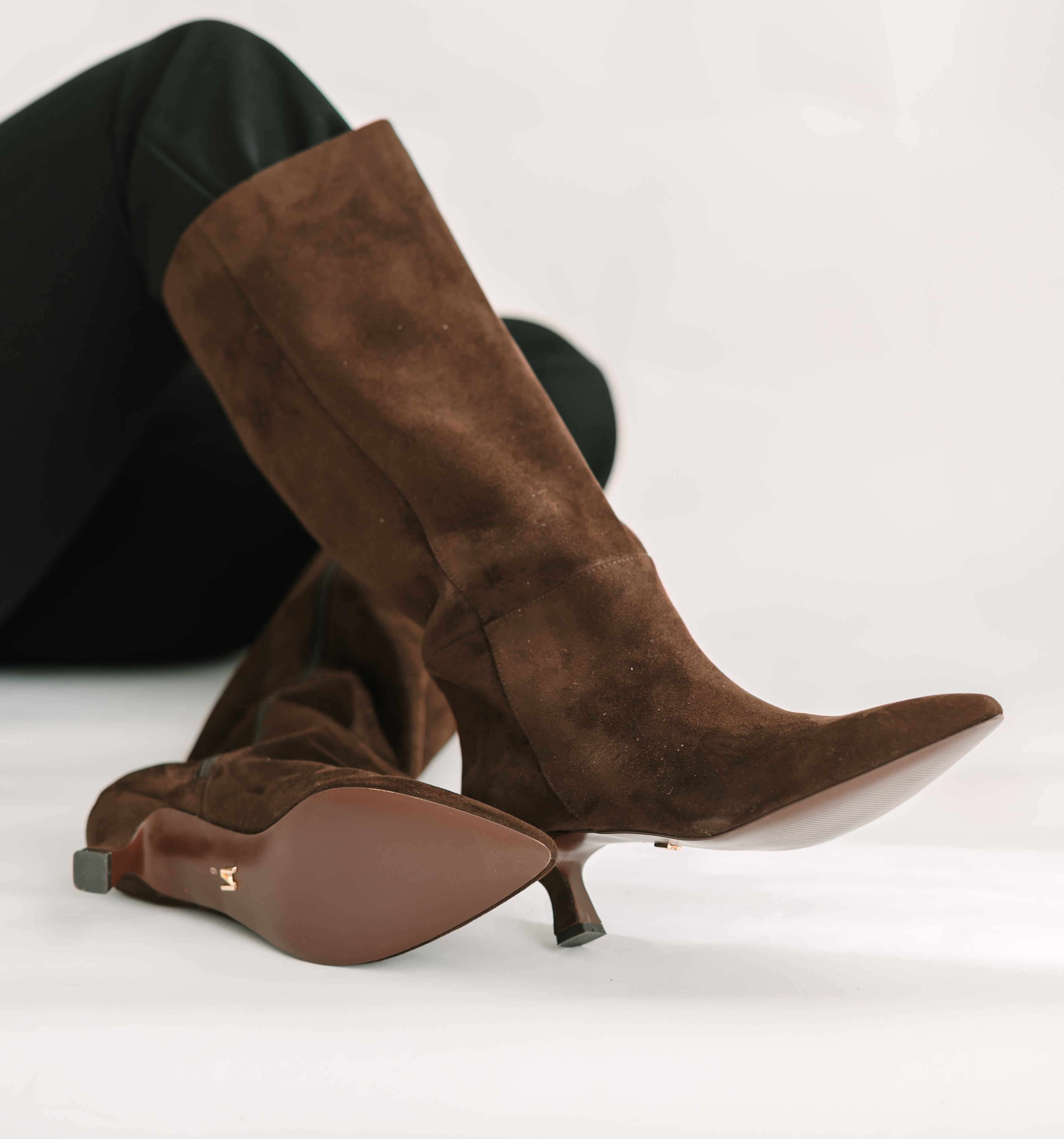 Alice Boots Brown large size plus brown suede wide calf