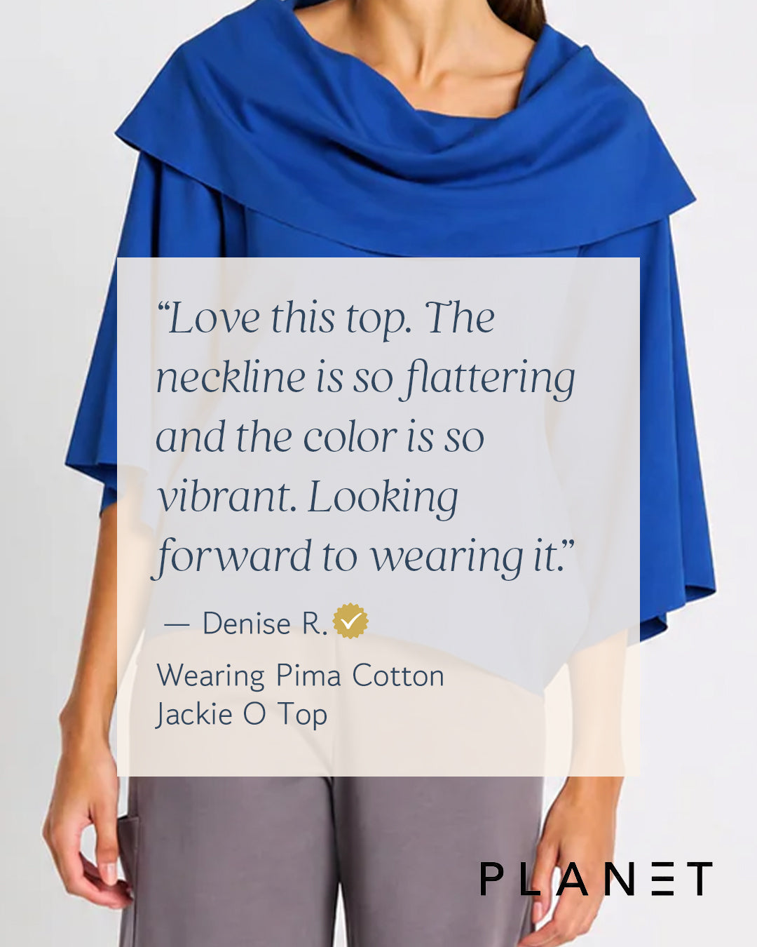 Pima Cotton Jackie O Top - Cornflower blue ladies PLANET by Lauren G soft cowl neck