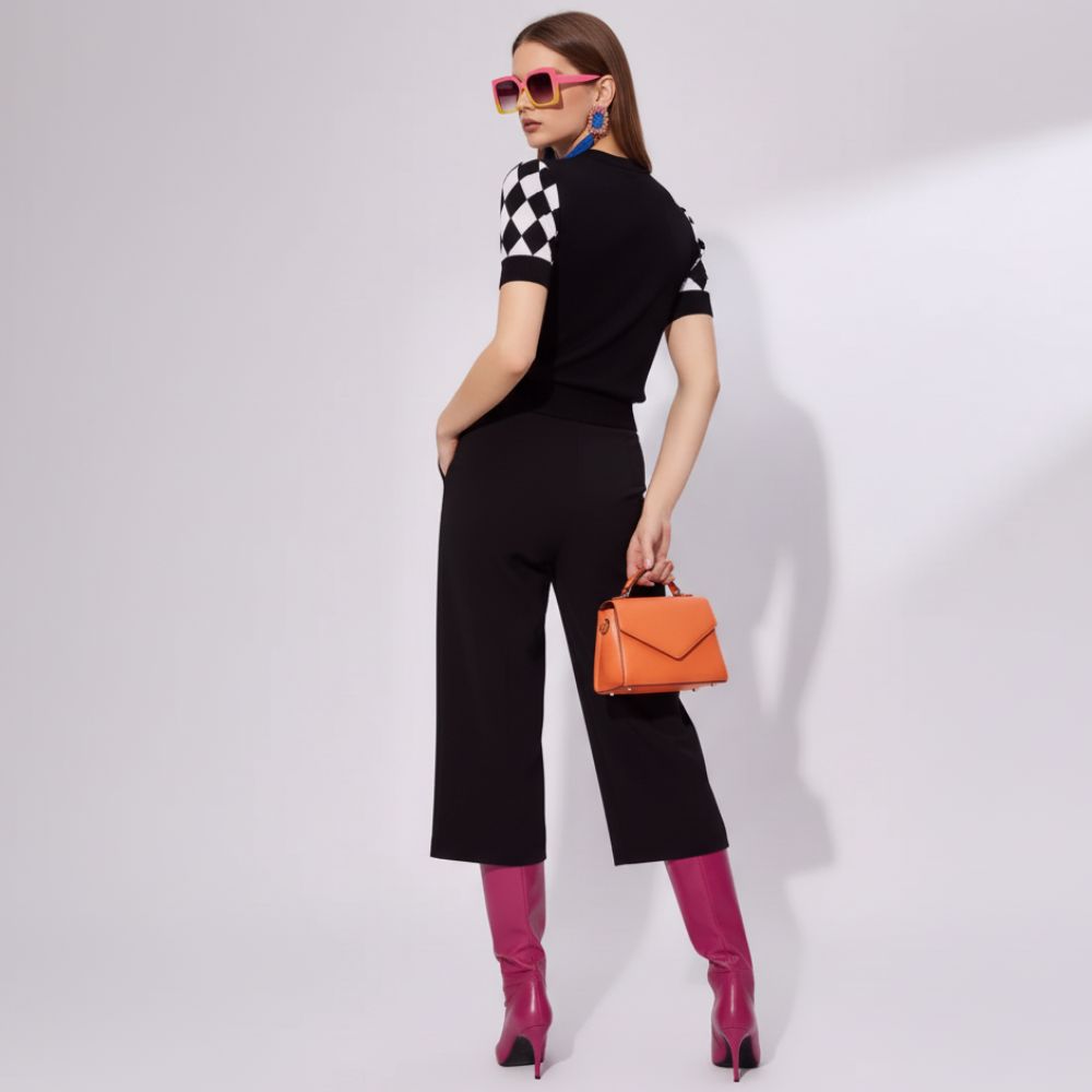 Diamond Grid Knit Top, Williamsburg BYMANYC ® New York houndstooth
