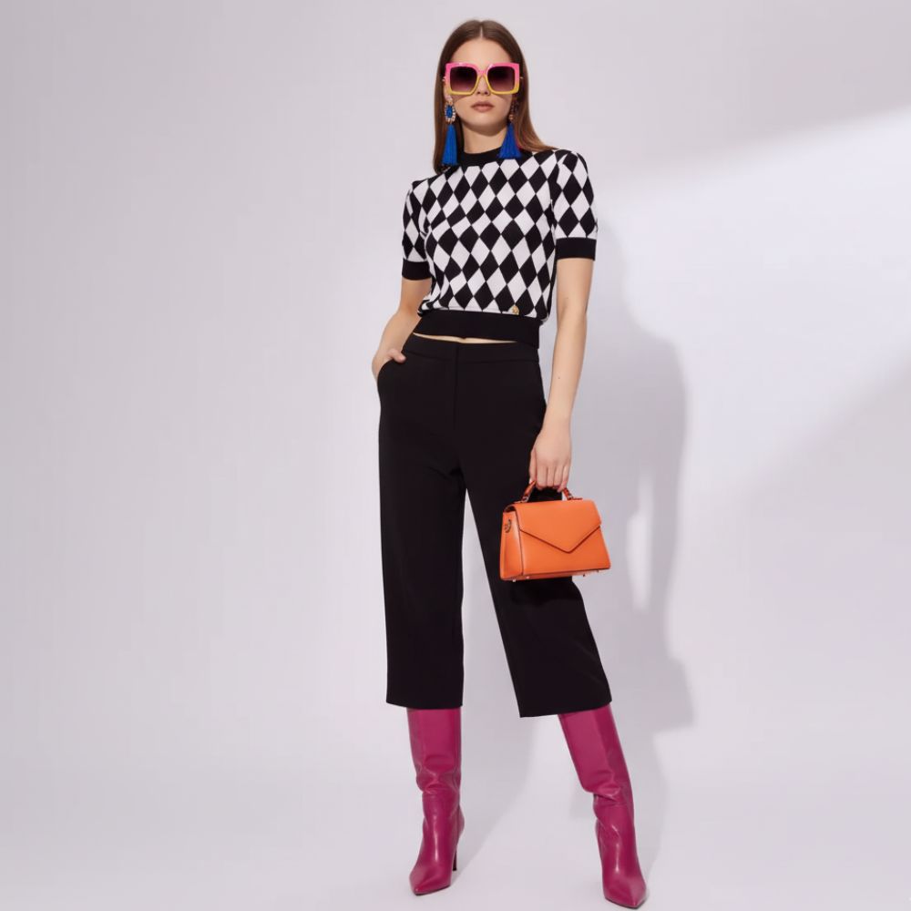 Diamond Grid Knit Top, Williamsburg BYMANYC ® New York houndstooth