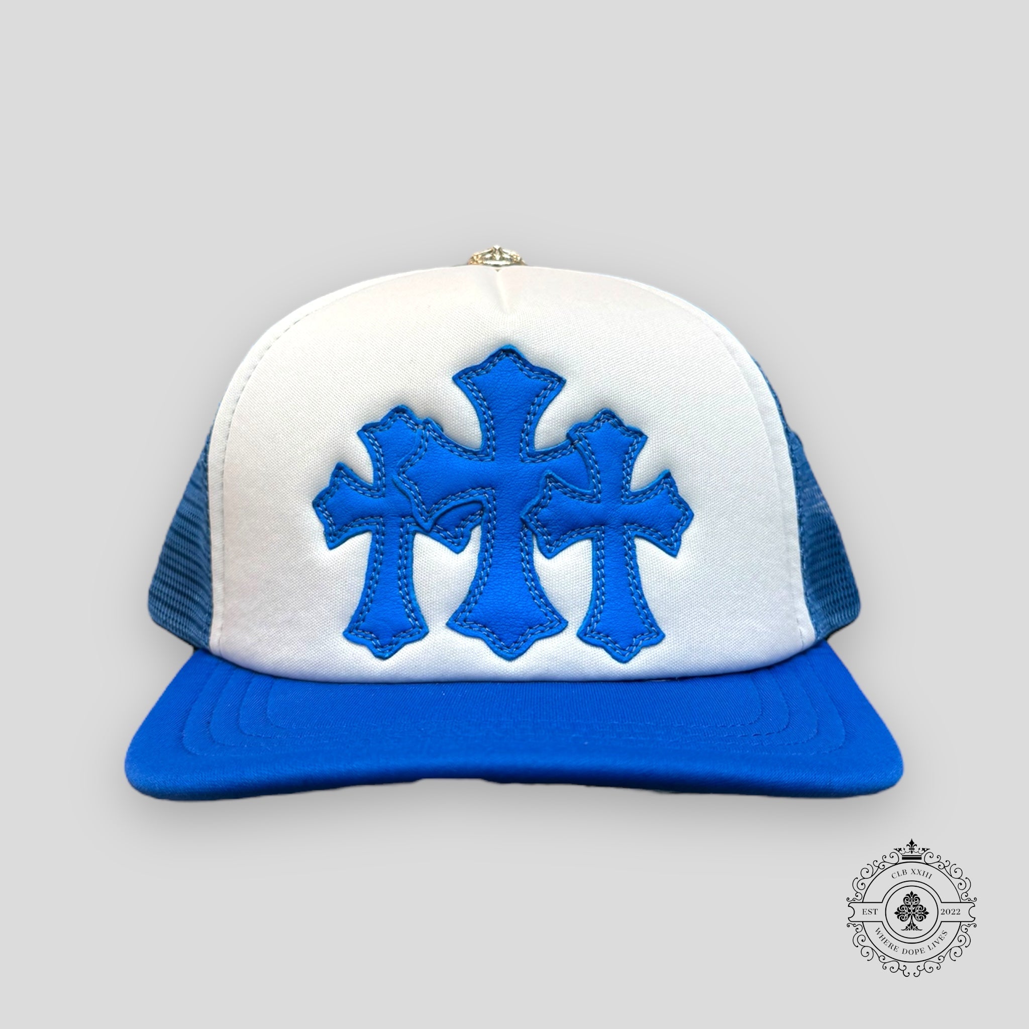 Chrome Hearts Miami Exclusive Trucker Hat in Blue cap unisex men's