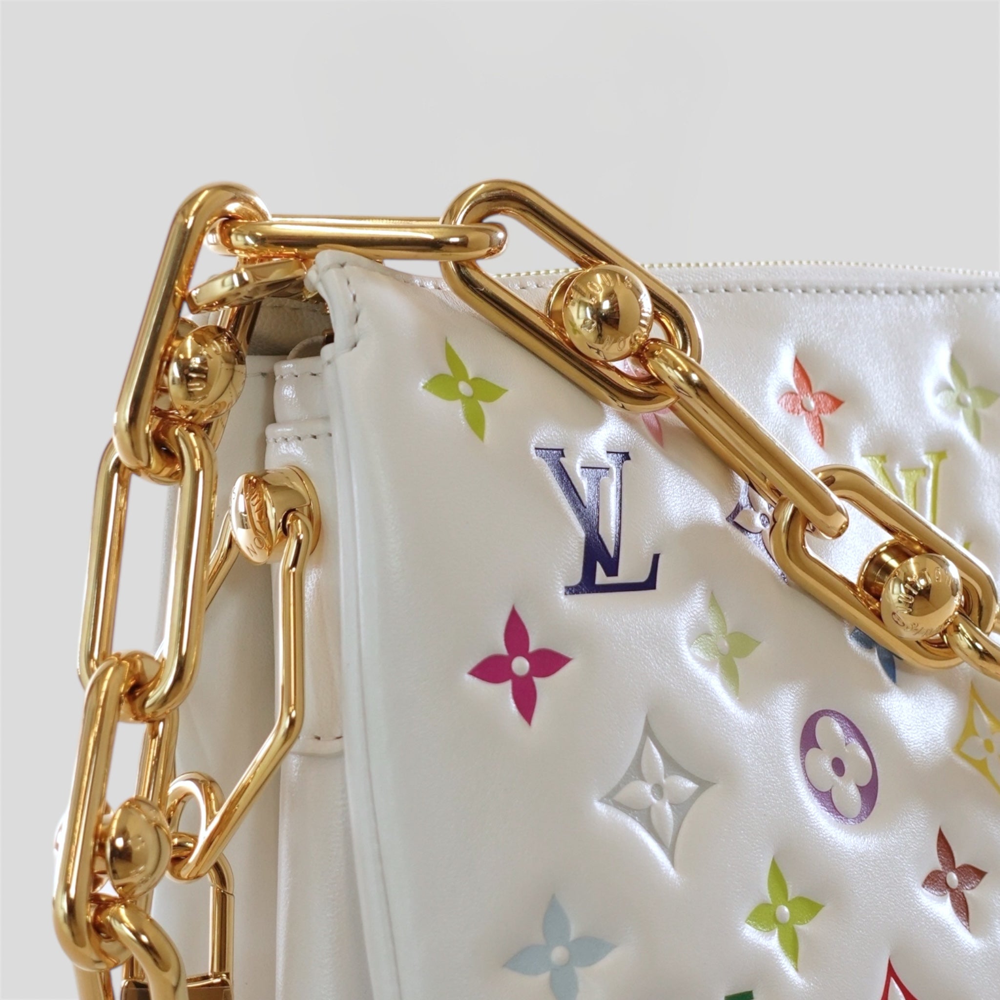 Louis Vuitton x Takashi Murakami Coussin PM new white multi handbag purse