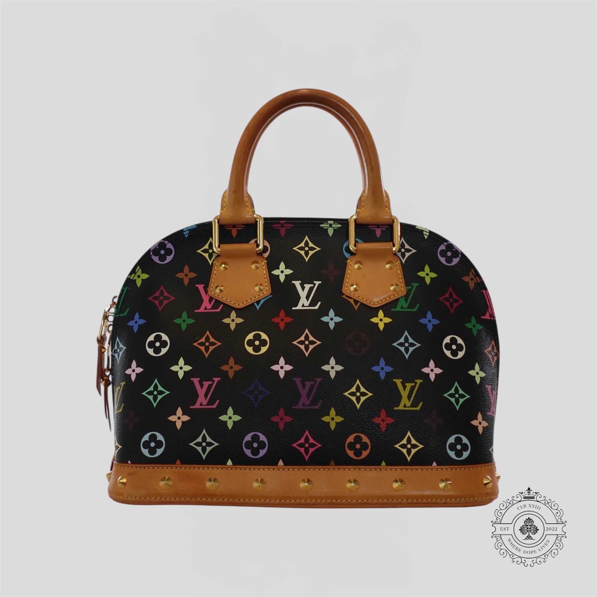Louis Vuitton x Takashi Murakami Alma PM Monogram Handbag in Black Purse