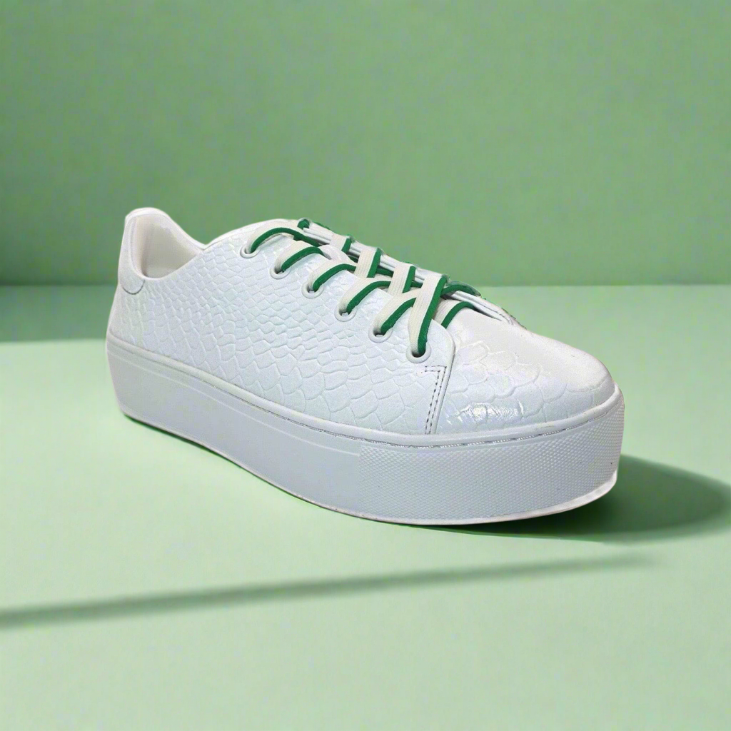 Michaela V Amare Ladies White Italian Leather Sneakers