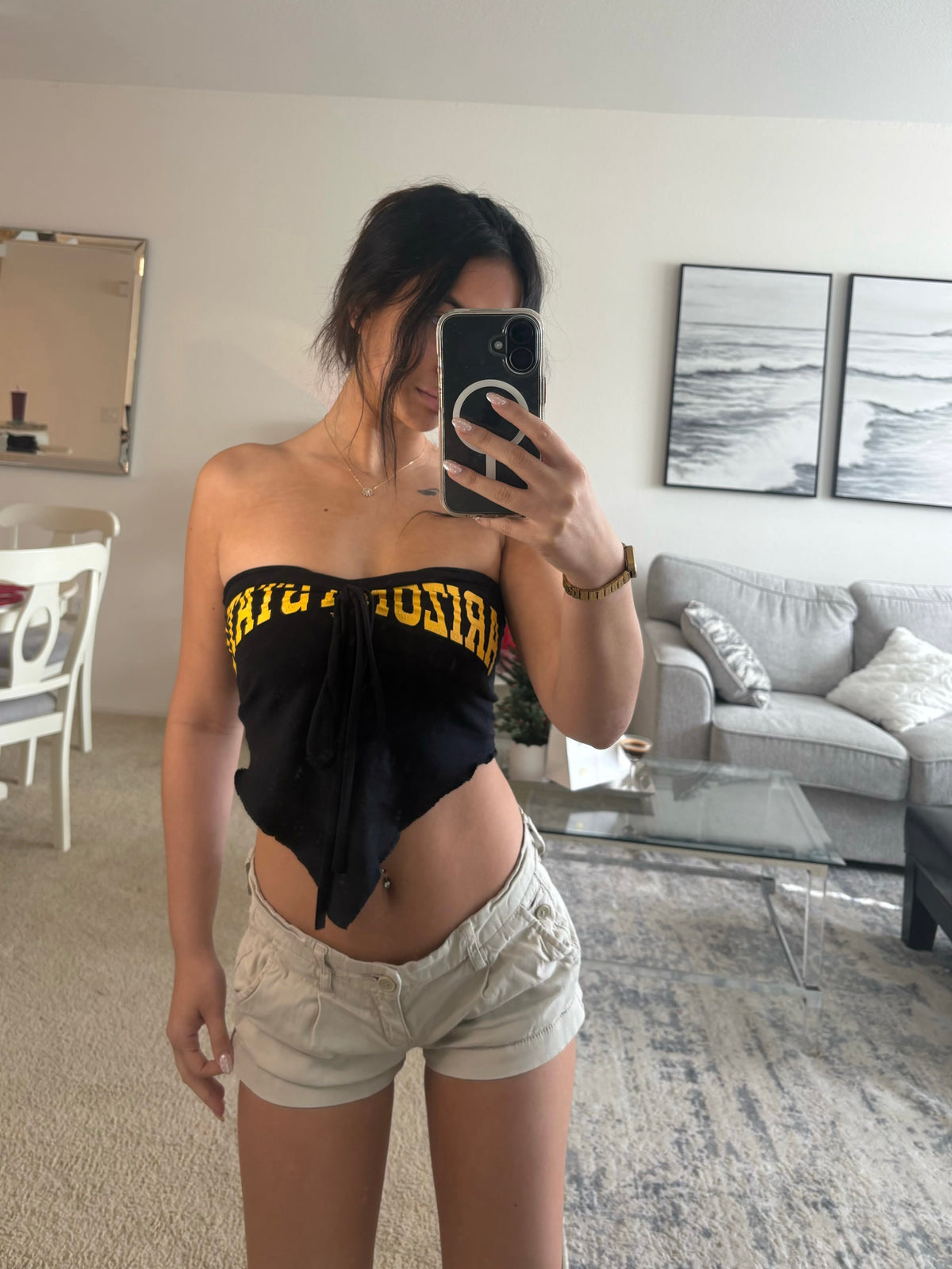 ASU Arizona State strapless Sun Devils Sweetheart Tube Top shirt cropped