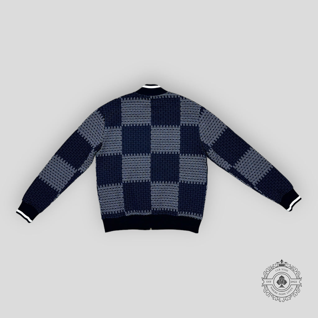 Louis Vuitton Tennis Damier Quilted Cotton Bomber coat jacket in Navy Blue XL Men's