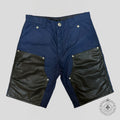 Chrome Hearts Nylon Leather Knee Shorts in Navy men's 33