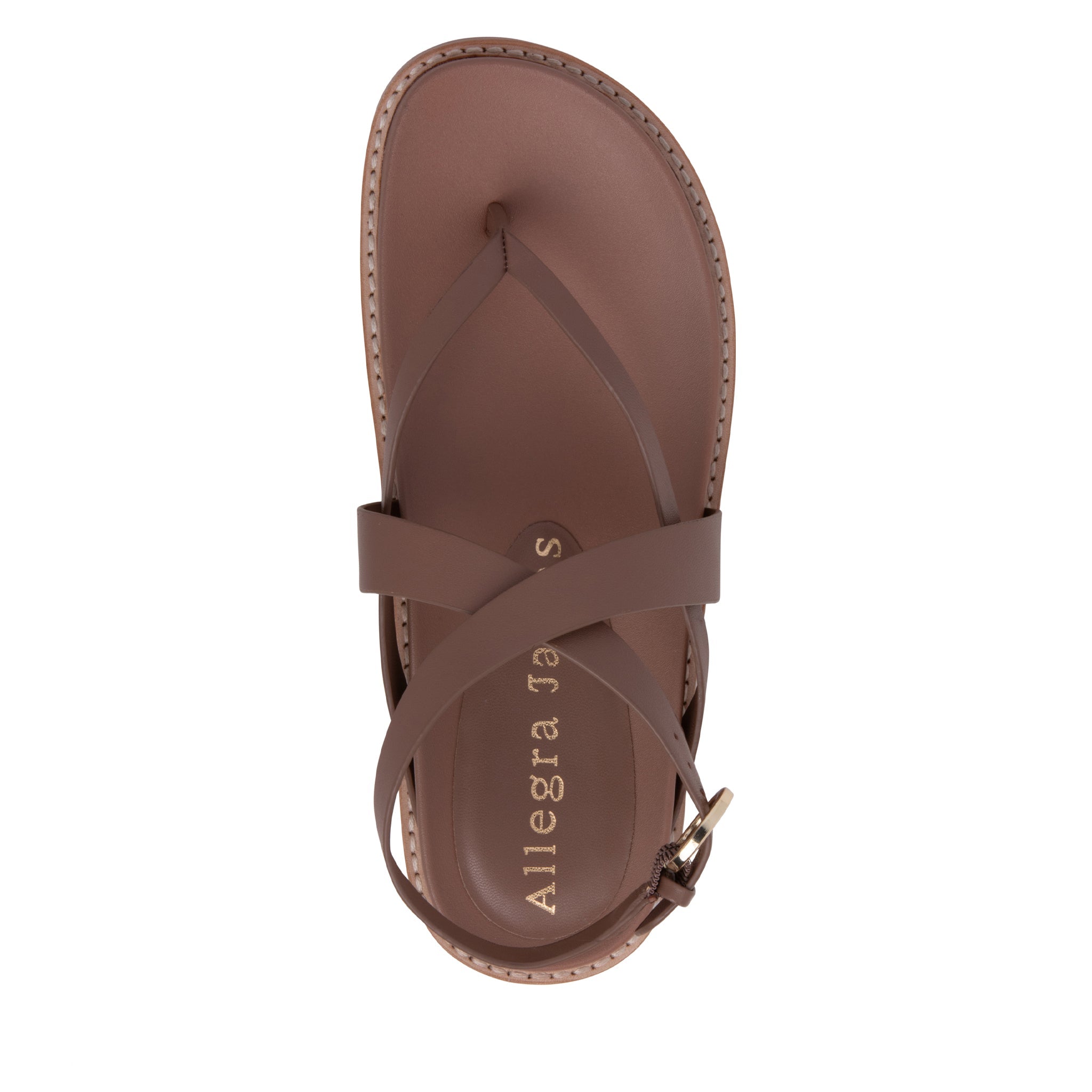 Allegra James Elise Brown Flat Leather Sandal