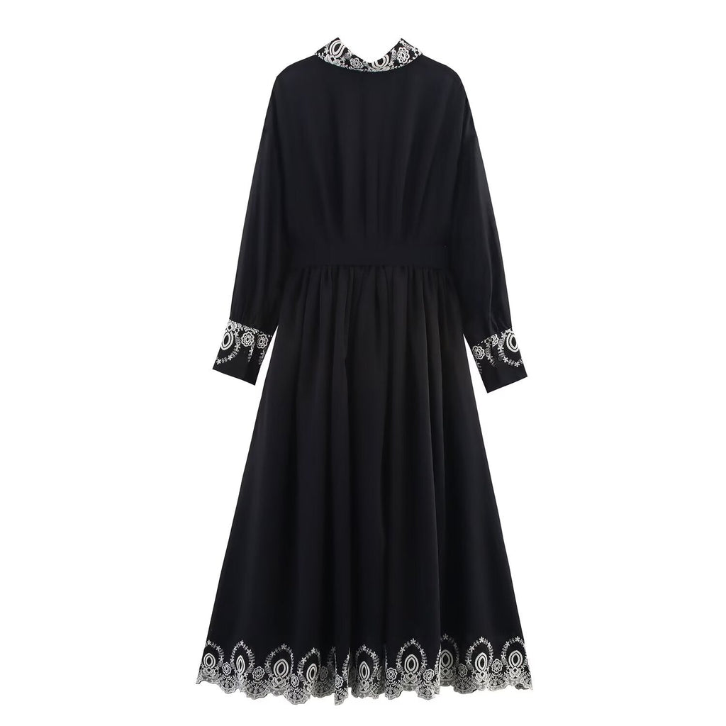 Elegant Embroidered Dress, Central Park | Black - BYMANYC ® New York