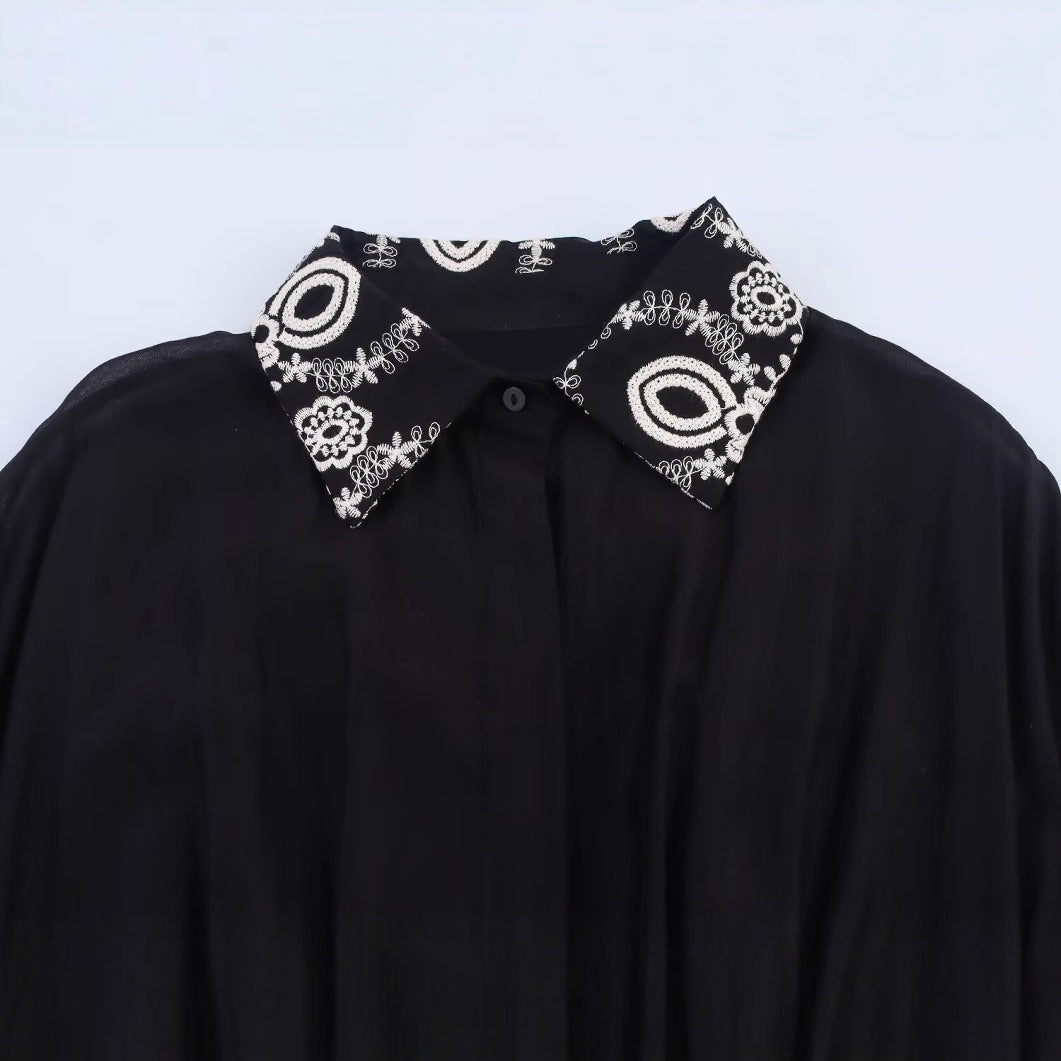 Elegant Embroidered Dress, Central Park | Black - BYMANYC ® New York