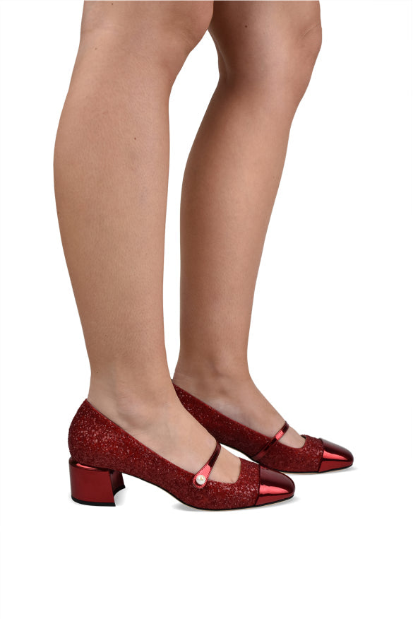 Jimmy Choo ladies Elisa 45 Pumps red glitter heels shoes