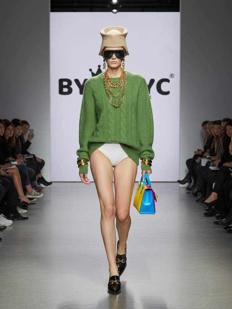 Essential Cable-Knit sweater Eco-Jersey • SOHO New Collection BYMANYC ® New York Green