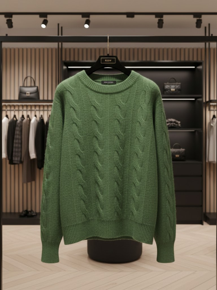 Essential Cable-Knit sweater Eco-Jersey • SOHO New Collection BYMANYC ® New York Green
