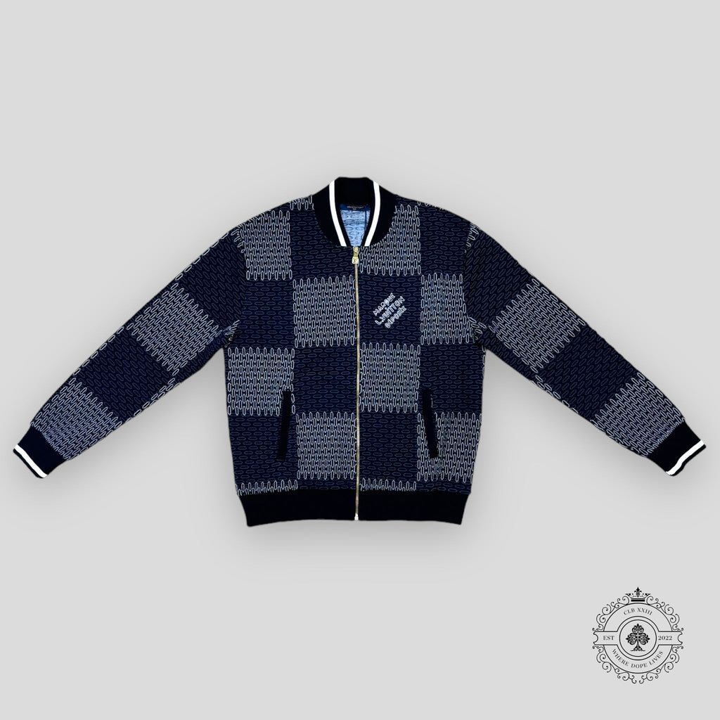 Louis Vuitton Tennis Damier Quilted Cotton Bomber coat jacket in Navy Blue XL Men's