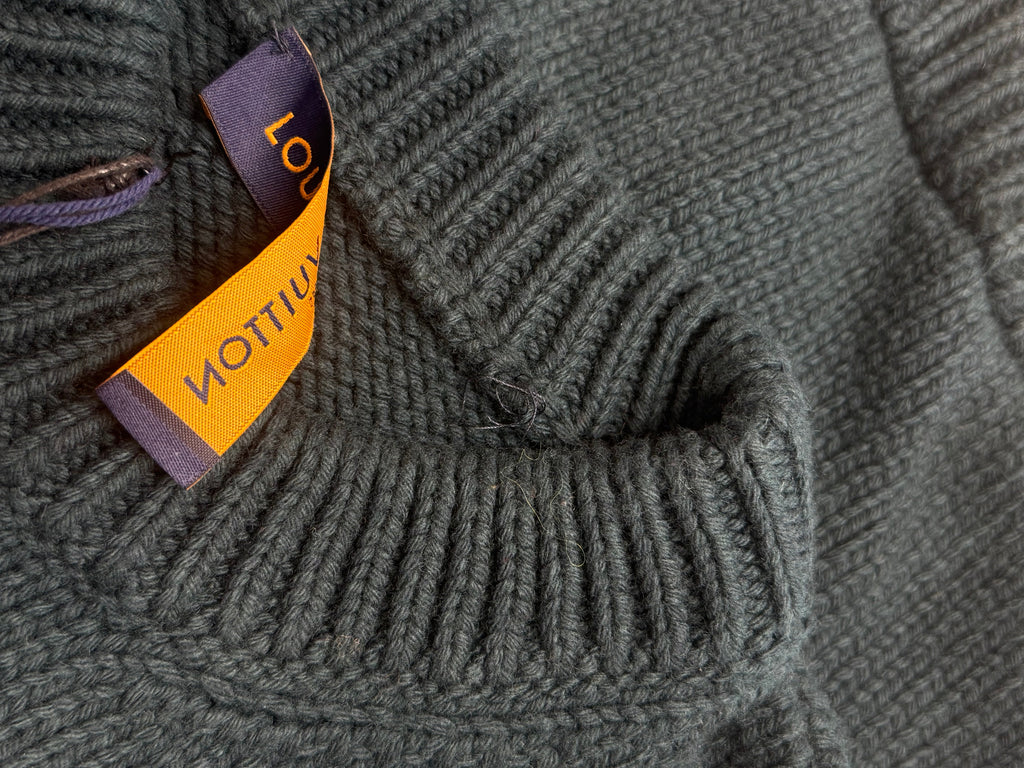 LOUIS VUITTON HANDKNIT CREWNECK SWEATER - GREEN pullover wool cashmere L XL