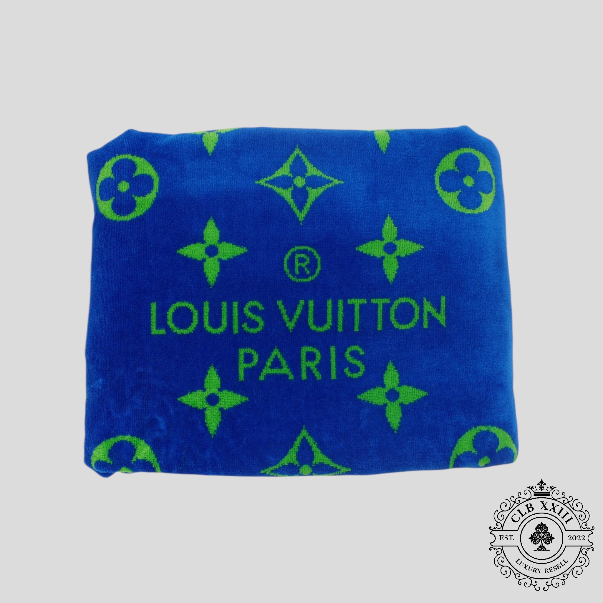Louis Vuitton Paris Beach Towel in Blue green logo new